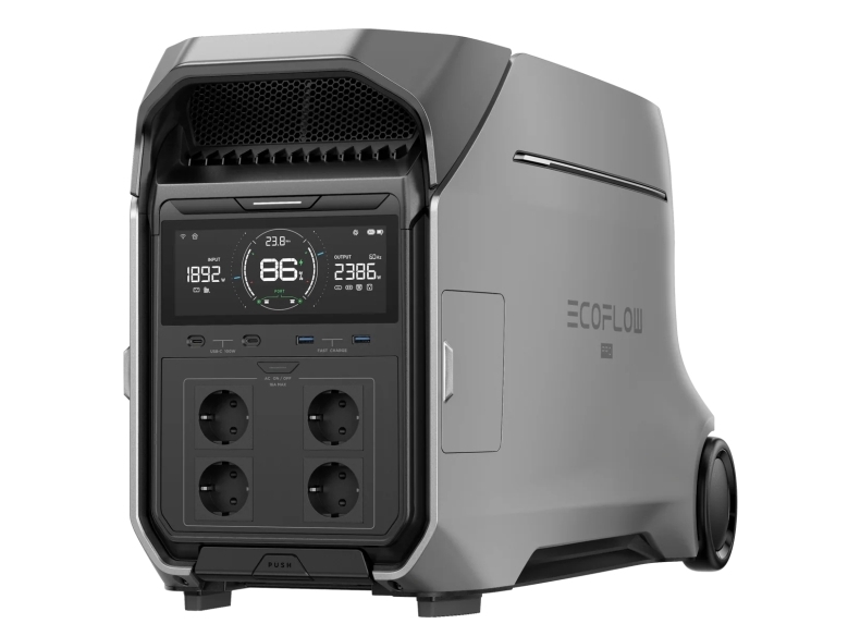Ecoflow Delta Pro 3 - Tragbares Kraftwerk - Ac 200-240 V - 4000 Watt - Lithium-Eisenphosphat - Bluetooth, Wi-Fi, Can - Ausgangsanschlüsse: 8 - Europa
