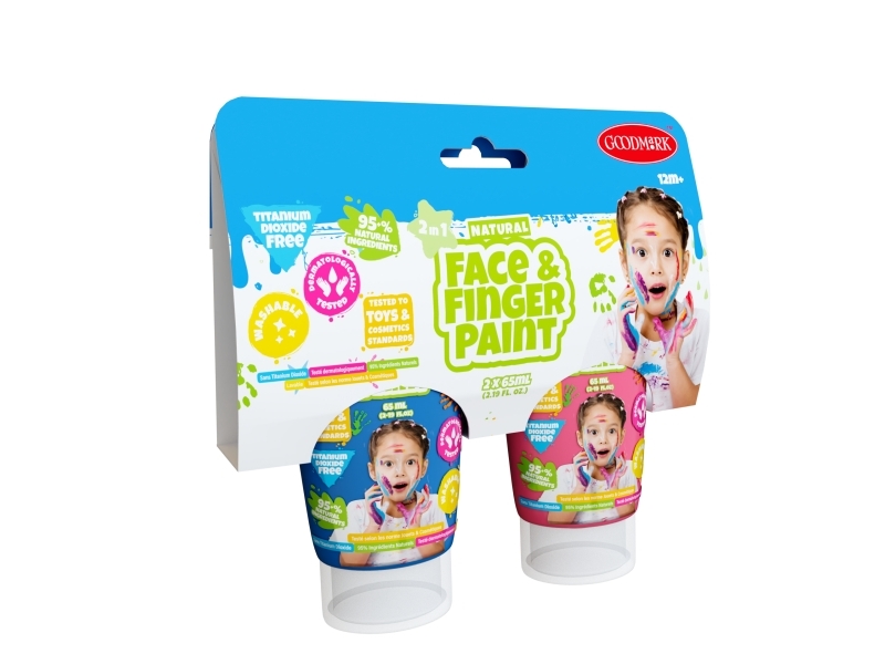 Boti Natural Face & Fingerpaint Tube - Blue and Pink 2x65ml