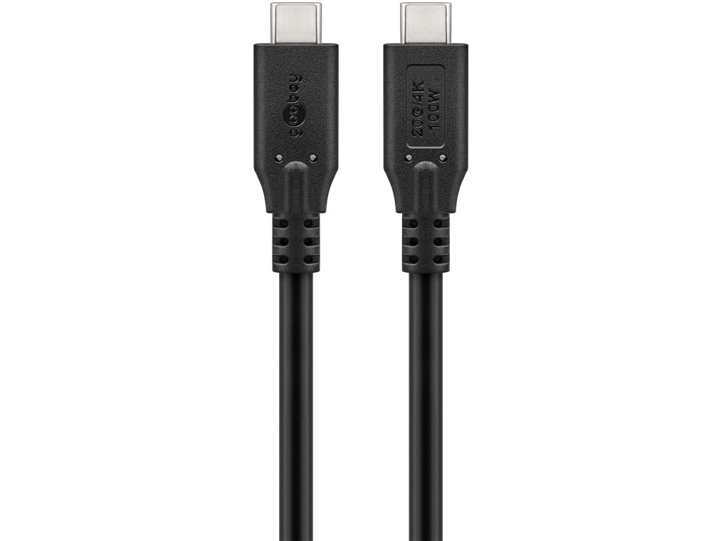 Goobay 74197, 2 m, USB C, USB C, USB4 Gen 2x2, 20 Gbit/s, Svart | Datortillbehör - Kablar & adaptrar - Datakablar | GameStuff