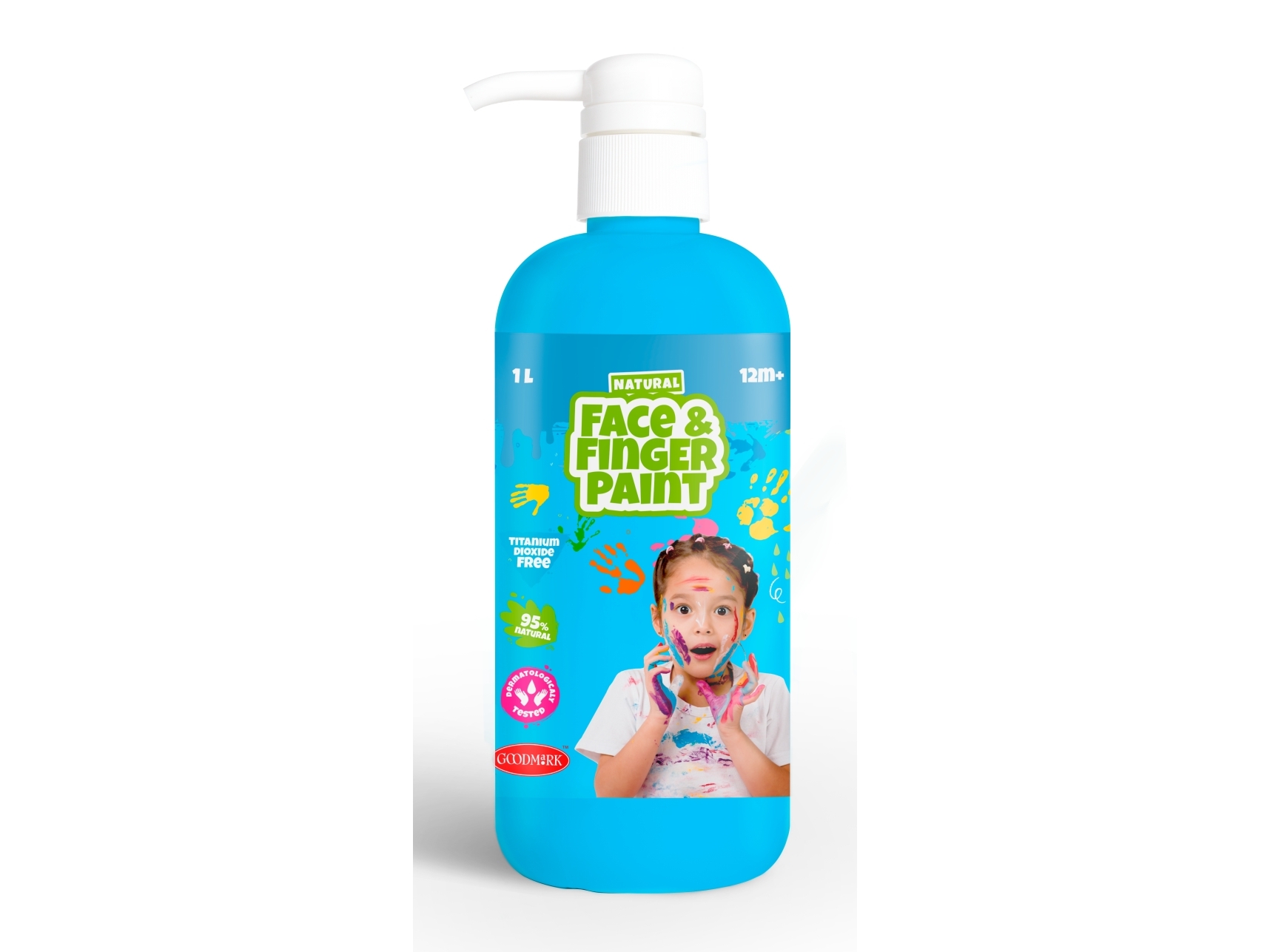 Natural Face & Finger Paint Blue 1000ml Bottle Dispenser