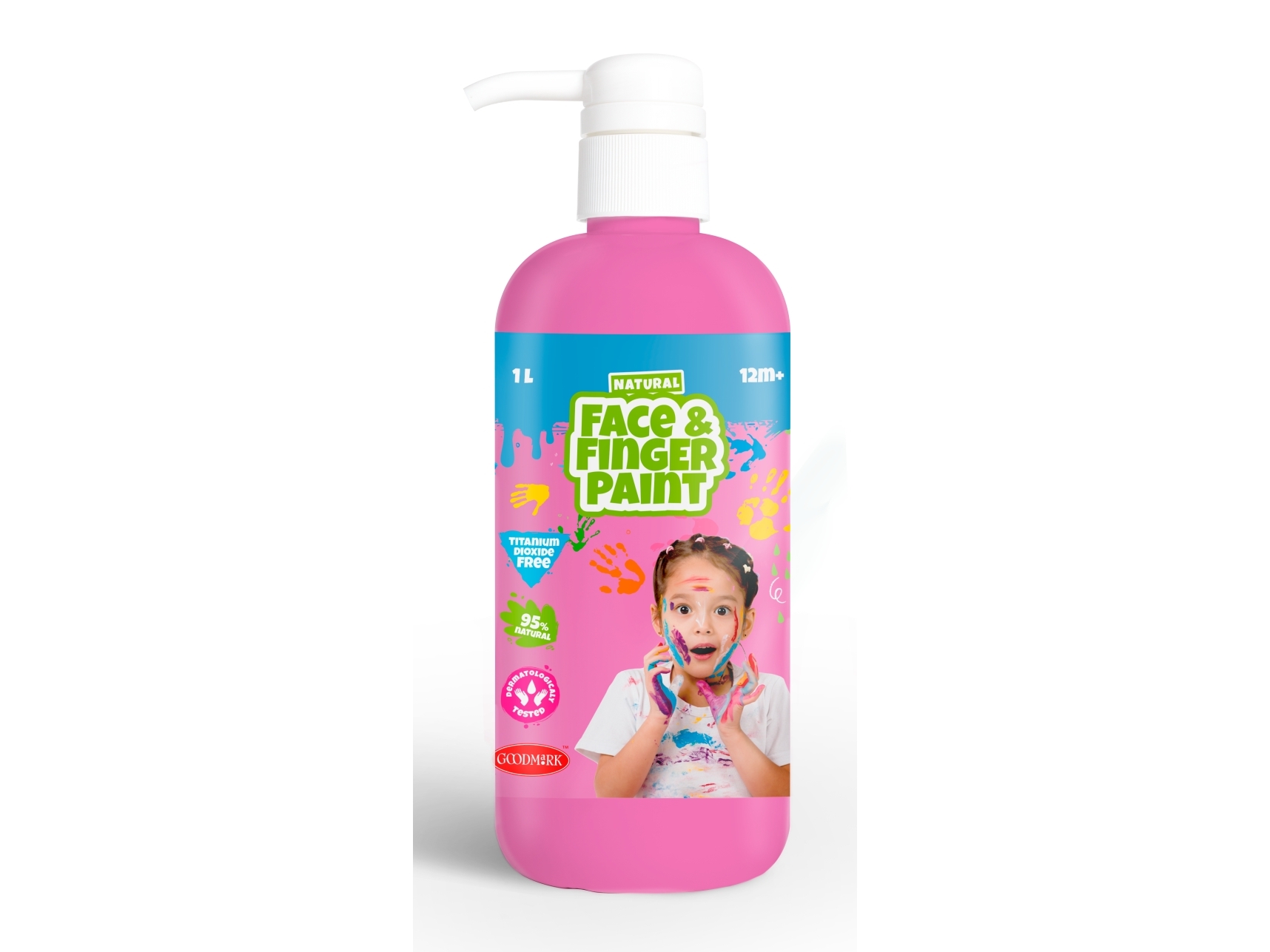 Natural Face & Finger Paint Pink 1000ml Bottle Dispenser