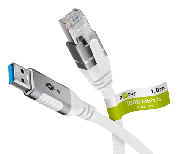 Goobay 74163, 10 M, Cat6, F/Utp (Ftp), Usb A, Rj-45, Weiß