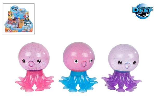 Pocket Money Octopus Glitter Squeeze Ball With Suc - assorted
