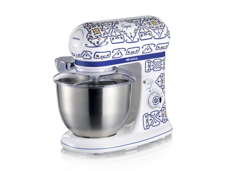 Ariete 1588/0C, Standmixer, Weiß, Hellblau, Kneten, Mixen, 5,5 L, Drehregler, Edelstahl