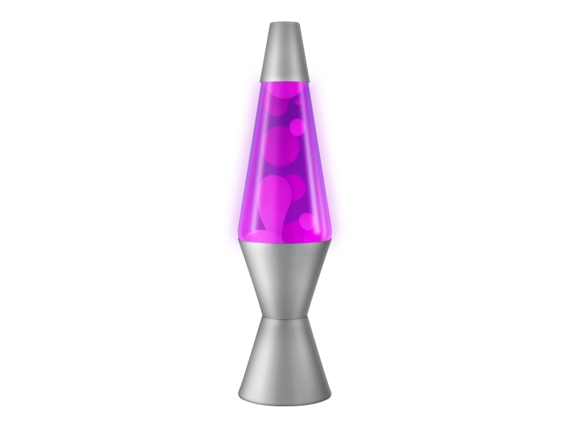 Lava Lampe Pink/Lila, Sølv Base 37Cm