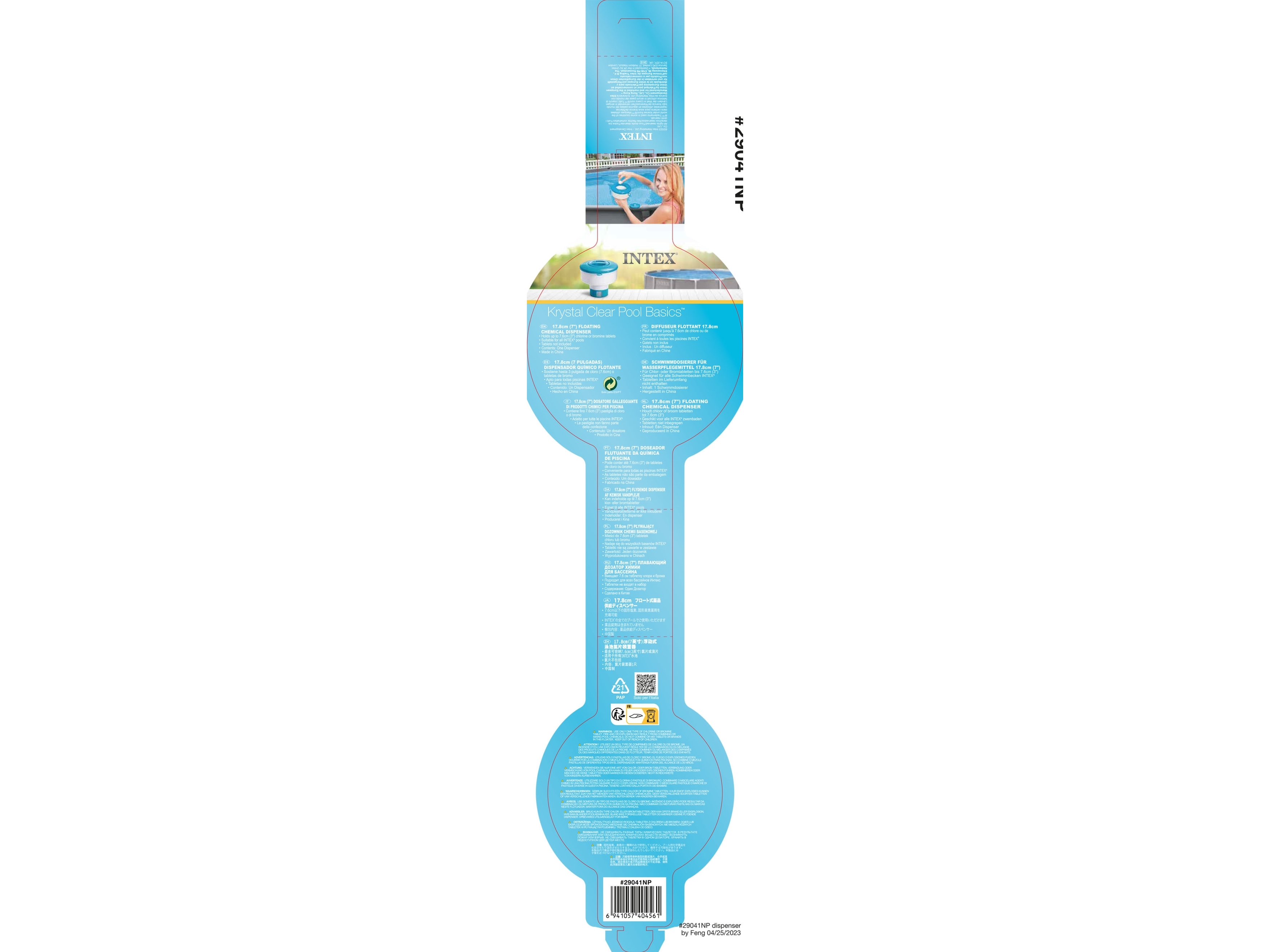 Intex 29041, Klor/kost dispenser, Blå, Hvid, Polypropylen (PP), 2,38 kg, 1 stk, 177,8 mm