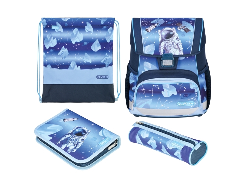 Herlitz Loop Plus Cosmic Explorer, Penalhus, Pencil Pouch, Skoletaske, Sportstaske, Dreng, Grad & Grundskole, Rygsæk, 17 L, Frontlomme, Sidelomme