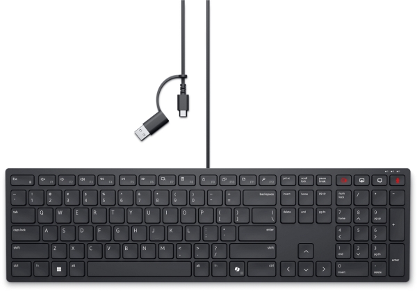 Dell Kb525c, Fuld Størrelse (100 %), Ledningsført, Usb, Plunger Key Switch, Qwerty, Sort