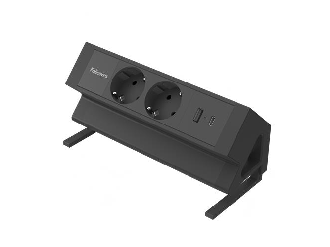 Fellowes 100137182, 2 M, Indoor, Type F, Black, 2 Ac Outlet(S), 230 V
