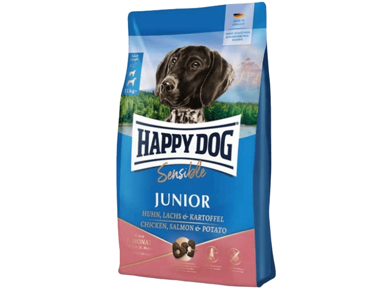 Happy Dog Sensible Junior, Junior, Enhver Race, Kylling, Kartoffel, Laks, Ris, 4 Kg
