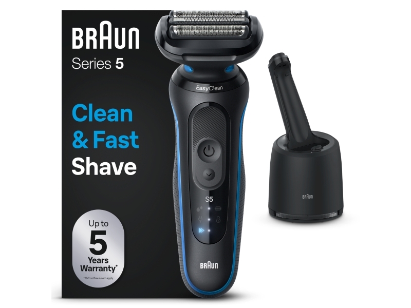 Braun Series 5 52-B7000cc, Folie Shaver, Sort, Easyclean, Knapper, Led, Batteri