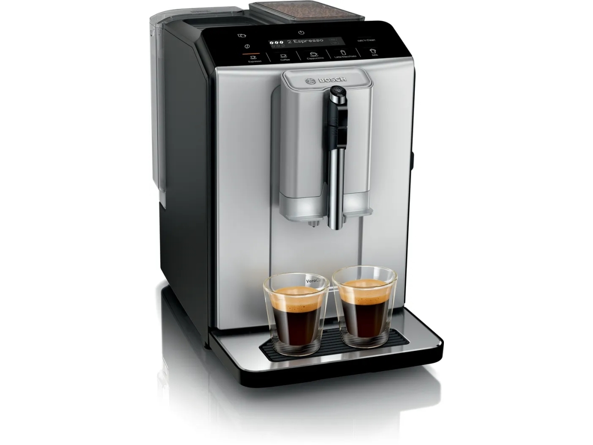 Bosch Serie 2 Tie20301, Espressomaschine, 1,4 L, Kaffeebohnen, Eingebautes Mahlwerk, 1300 W, Schwarz, Silber