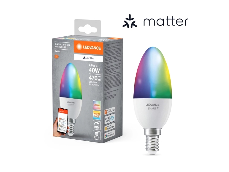 LEDVANCE SMART+ MATTER Multicolor Classic B40 4.9W - E14 Smart pære