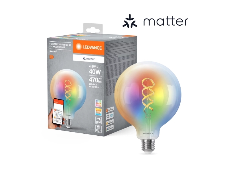 LEDVANCE SMART+ MATTER Filament Multicolor Classic 4.8W - E27 Smart pære