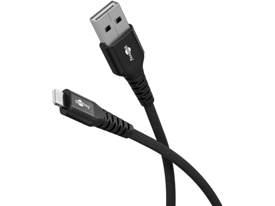 Goobay 74504, 2 M, Lightning, Usb A, Hanstik, Hanstik, Sort