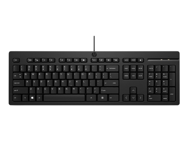 Hp 125-Tastatur G2 Med Usb-Ledning, Fuld Størrelse (100 %), Ledningsført, Usb, Sort