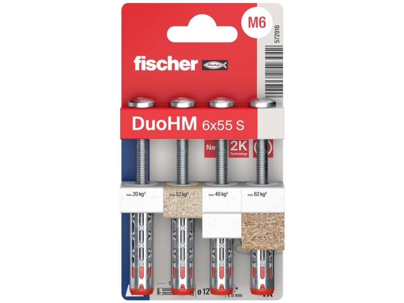 Tuščiavidurių Konstrukcijų Kaištis Duohm 6X55 S Ph Tx, Fischer, 4 Vnt.