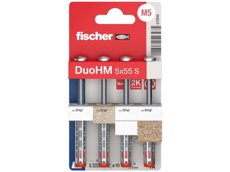 Tuščiavidurių Konstrukcijų Kaištis Duohm 5X55 S Ph Tx, Fischer, 4 Vnt.