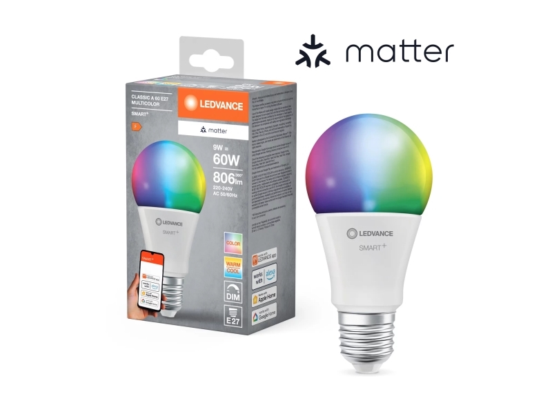 LEDVANCE SMART+ MATTER Multicolor Classic A60 9W - E27 Smart pære