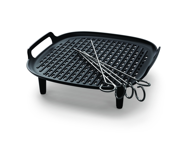 Philips Tilbehør til Airfryer 6,2 l, Grillbund og spyd, Philips, NA130, NA230, NA231, NA330, NA331, HD9270, HD9280, Aluminium, 194 mm, 196 mm