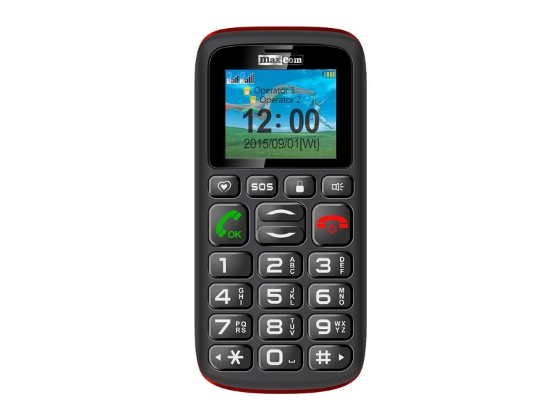Maxcom Comfort Mm428, Menü, Dual Sim, 4,57 Cm (1.8"), Bluetooth, 800 Mah, Sort, Rød