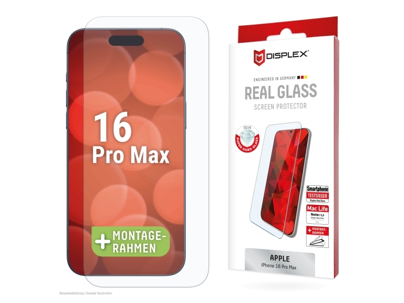 Displex 01996, Apple, Iphone 16 Pro Max, Tør Påføring, Smudsafvisende, Slagbestandig, Ridseresistent, Transparent, 1 Stk