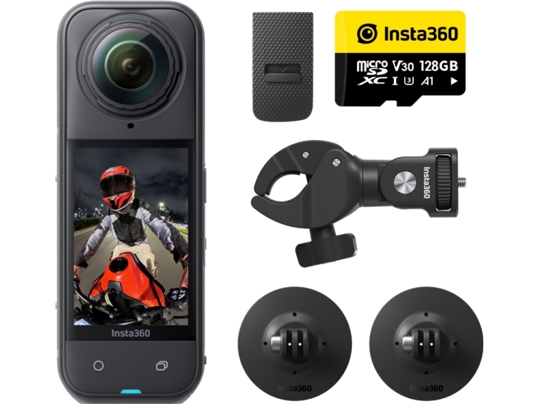Insta360 X5 Motorcycle Bundle, 8K Ultra HD, 72 MP, 120 fps, Wi-Fi, Bluetooth, 2400 mAh | Foto och video - Videokamera - Videokamera för action | GameStuff