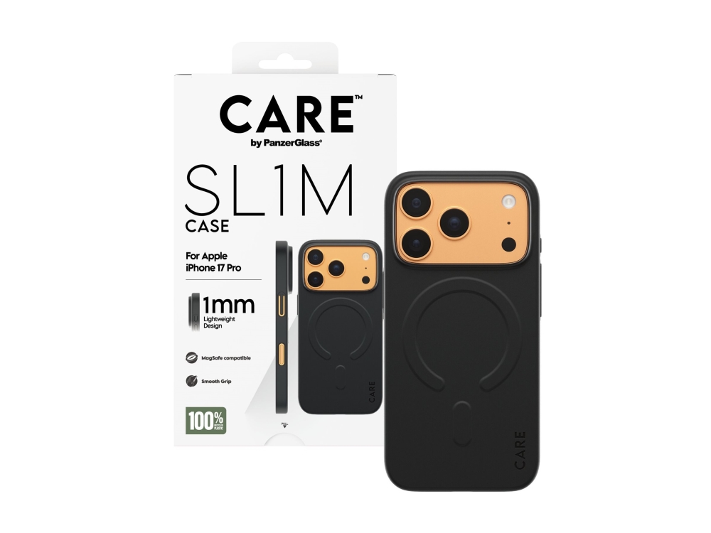 CARE by PanzerGlass SL1M - Bagsidecover til mobiltelefon - MagSafe-kompatibilitet - polycarbonat (PC) - sort - for Apple iPhone 17 Pro