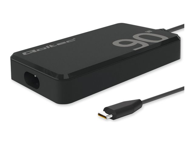 Qoltec 90W Gan Super Fast Slim Netzladegerät | Pd | 5-20V | 4,5A | Usb-C 3.1 | Laptop | Macbook | Smartphone | + Kabel