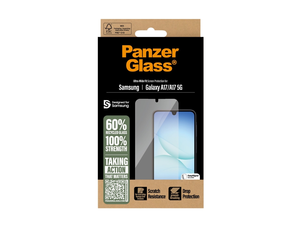 Panzerglass Screen Protector Samsung Galaxy A17 | A17 5G | Ultra-Wide Fit W. Easyaligner, Samsung, Samsung - Galaxy A17 4G, Samsung - Galaxy A17 5G