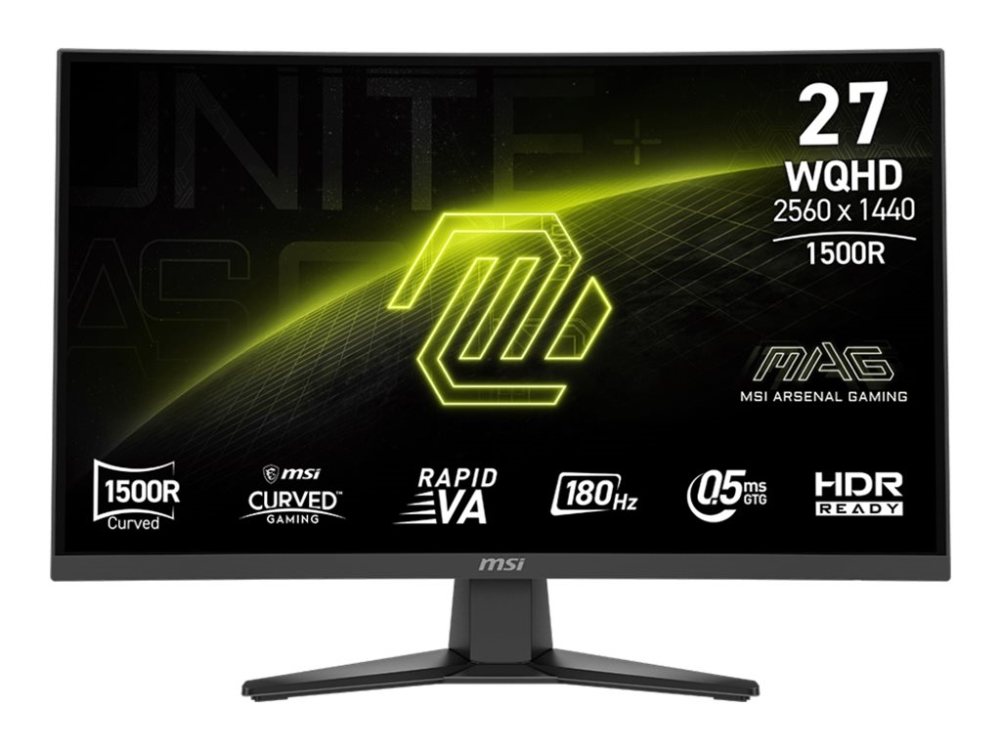 Msi Mag 275Cqfde E18 - Led-Skærm - Gaming - Kurvet - 27" - 2560 X 1440 Wqhd @ 180 Hz - Rapid Va - 250 Cd/M² - 5000:1 - 0.5 Ms - 2Xhdmi, Displayport