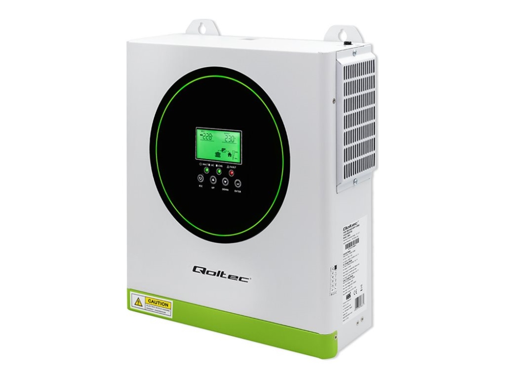 Qoltec - Strömomvandlare - 100A, LCD, MPPT, sinus - AC 220-230 V - 1500 Watt - 1500 VA - RS-232, RS-485 - vit, grön | Huset - Solpaneler & batterier - Inverterare | GameStuff