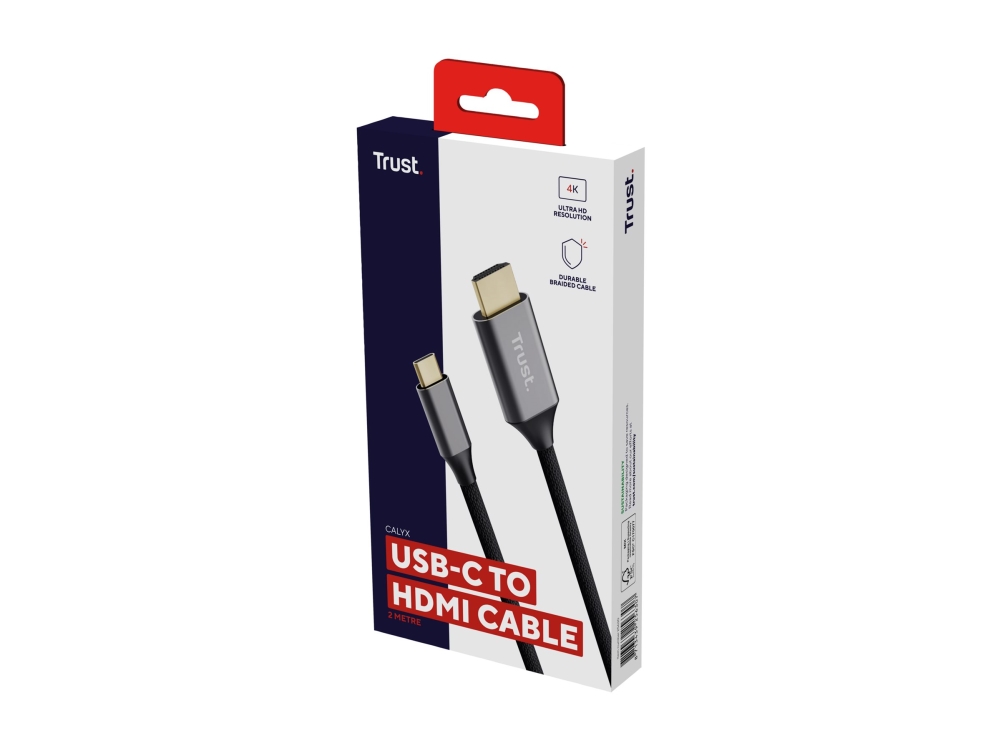 Trust 25630, Usb-C, Hdmi, 2 M, Schwarz, Silber