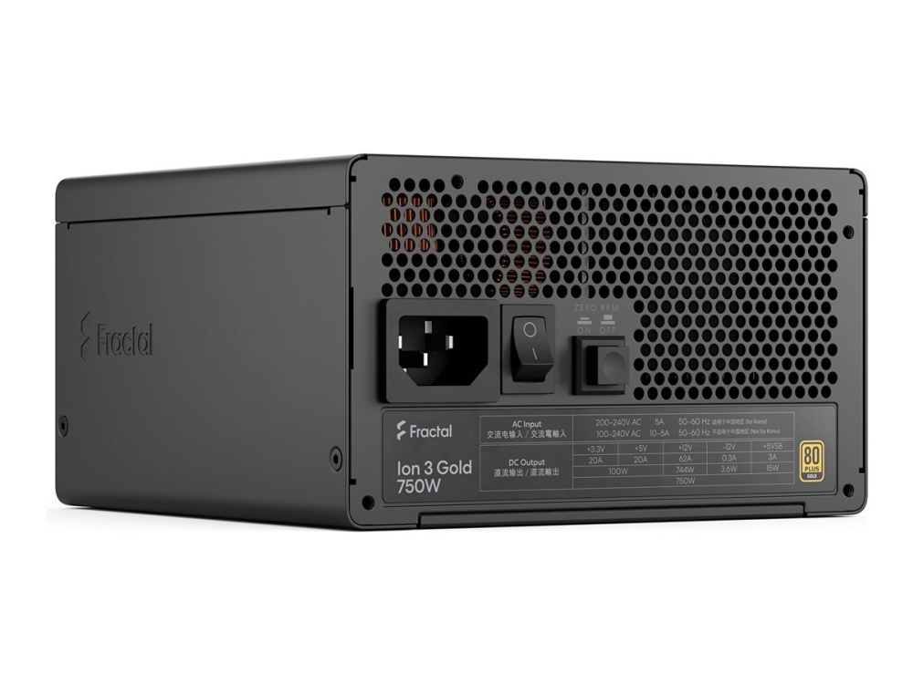 Fractal Design Ion 3 Gold 750W, 750 W, 100 - 240 V, Active, 45%, Over Current, Over Power, Over Voltage, Short Circuit, Under Voltage, 24-Pin Atx