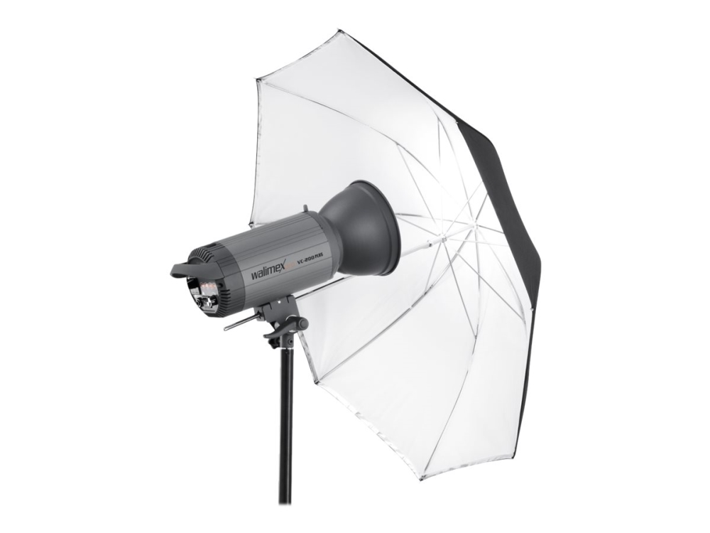 Walimex 2 in1 - Reflektiv/semitransparent paraply - hvid - Ø84 cm