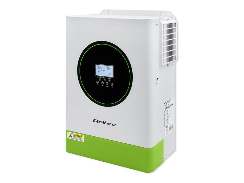 Qoltec - Strømomformer - 120A, BMS, LCD, MPPT, sinus - AC 220-230 V - 6200 Watt - 6200 VA - RS-232, RS-485 - hvid, grøn