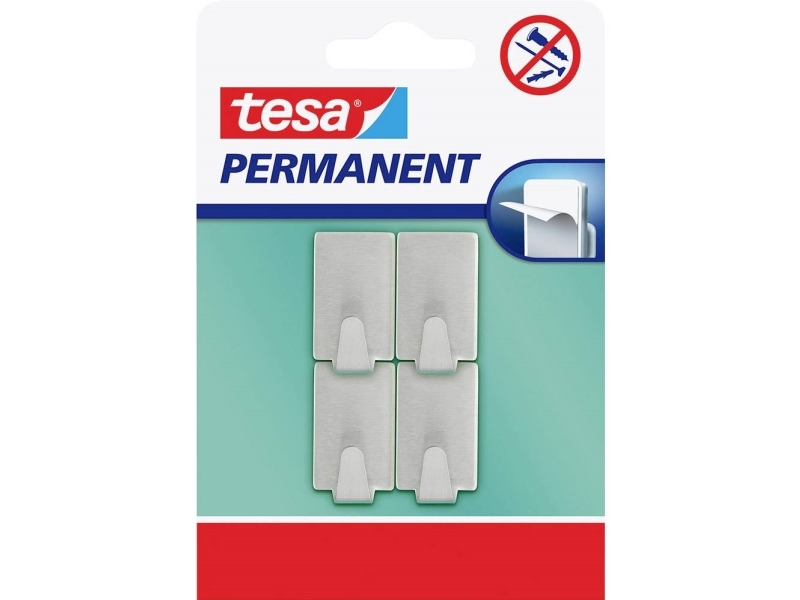 Tesa 66612-00000-00, Indendørs, Universal Krog, Rustfrit Stål, Metal, Klæbestrimmel, Rektandel