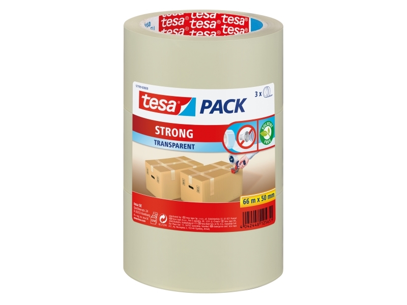 Tesa Strong, Polypropylen, Papier, 66 M, 50 Mm, 3 Stk