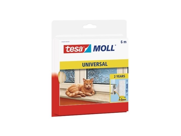 Tesa 05452-00100-00, Tür, Fenster, Rahmenlos, Above Door,Above Window,Side Door,Side Window,Under Door,Under Window, Weiß, Gummi, 10 M