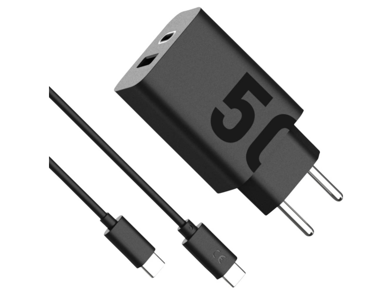 Motorola Turbopower 50W Dual Usb-C/Usb-A-Netoplader Med Usb-C-Kabel På 1 M, Sort