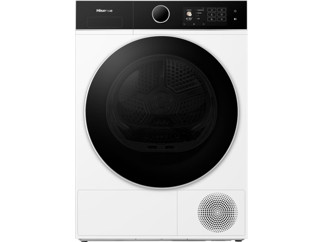 Hisense DH5I104BWAB, Vapaasti seisova, Edestä täytettävä, Lämpöpumppu, Valkoinen, Rotaatio, Kosketus, Oikea