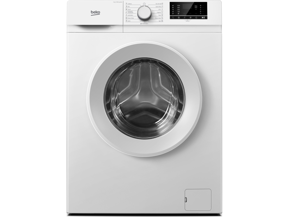 Beko B1WFK2604WEE, Edestä täytettävä, 6 kg, B, 78 dB, 1000 RPM, D