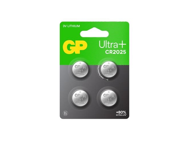 Gp Ultra Plus Lithium Cell Battery Cr2025, 3V (4-Pack)