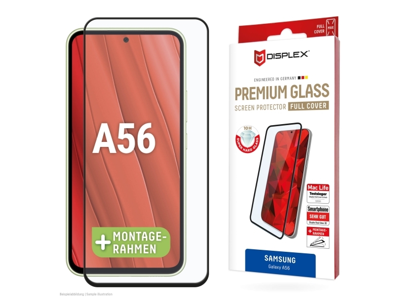 Displex 02069, Samsung, Galaxy A56, Tør Påføring, Smudsafvisende, Støvresistent, Slagbestandig, Ridseresistent, Stødresistent, Sort, Transparent, 1 S