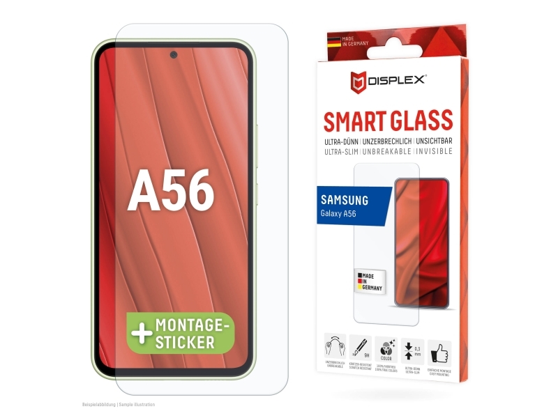 Displex 02074, Samsung, Galaxy A56, Break Resistant, Smudsafvisende, Ridseresistent, Transparent, 1 Stk