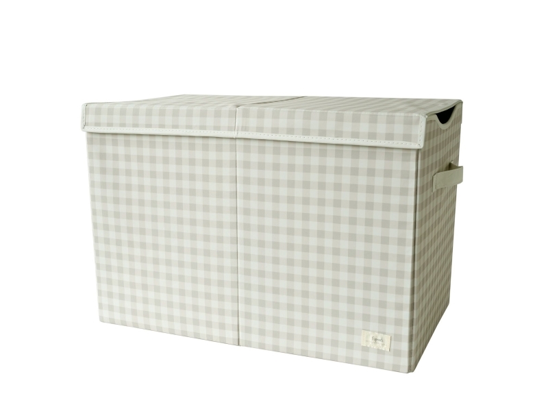 3 Sprouts Genanvendt sammenklappelig legetøjskiste - Gingham Beige