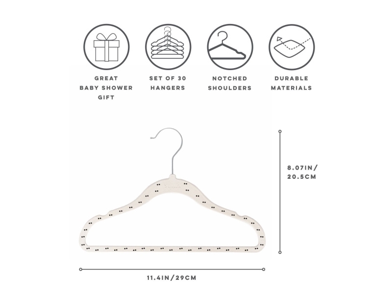 3 Sprouts Velvet Hangers (15 st.) Double dot beige | Andra leksaksmärken - A-E - 3 groddar | GameStuff