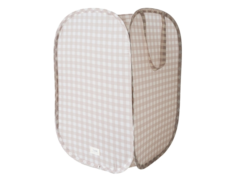 3 Sprouts Pop-Up Vasketøjskurv, Gingham Beige