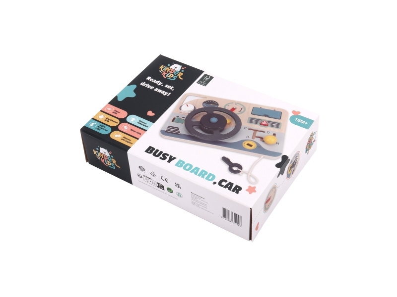 Kinder and Kids Aktivitetstavle - 30x21 cm - Bil - Busy Board