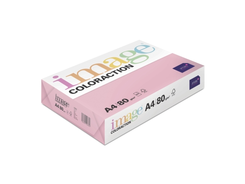 Image, Coloraction, Koral/mellemrosa Kopipapir, træfri ECF, 80g/m2, 210mm x 297mm, A4, Smal bane, pa